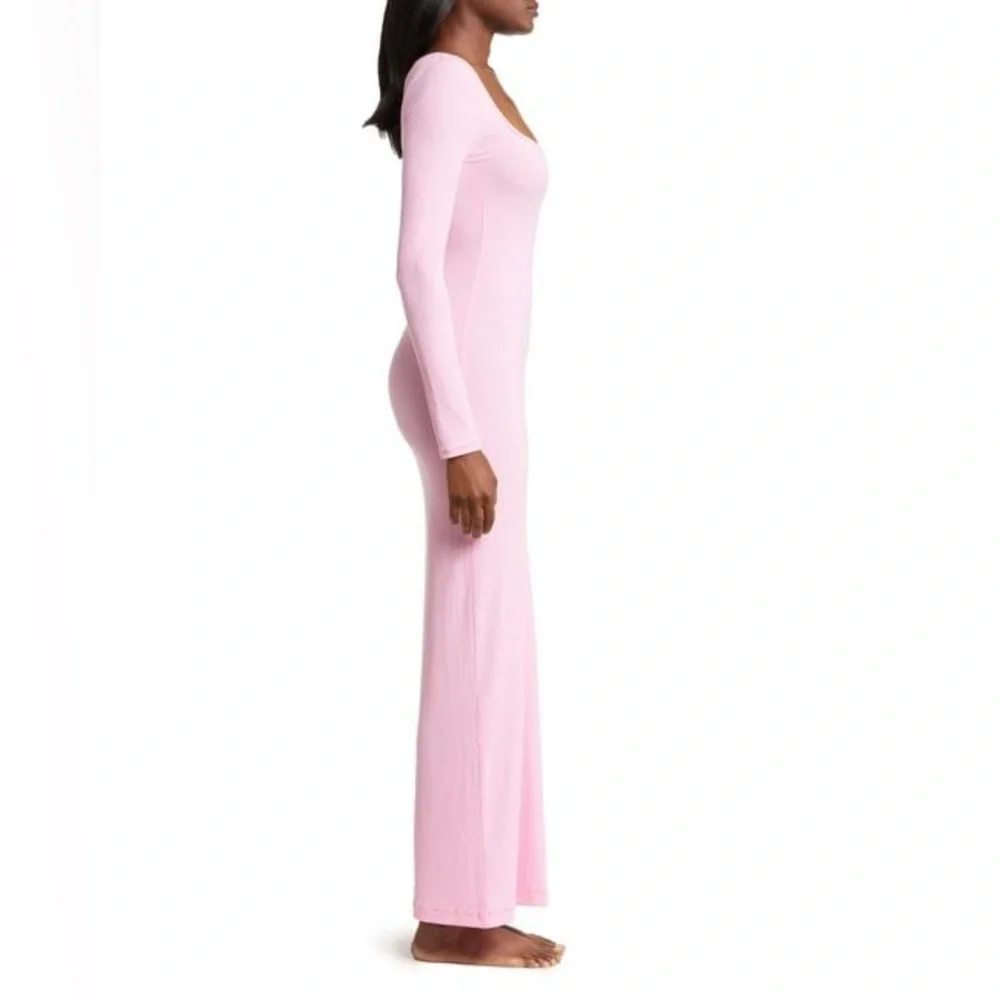 Skims Soft Lounge Long Sleeve Dress In Pink
